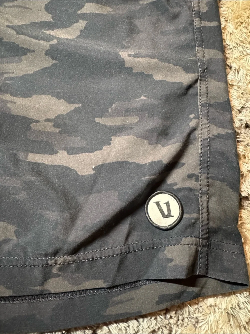 Vuori Core Black Camo Athletic Shorts with Drawstring. Lined 7.5 inseam. - Picture 3 of 4
